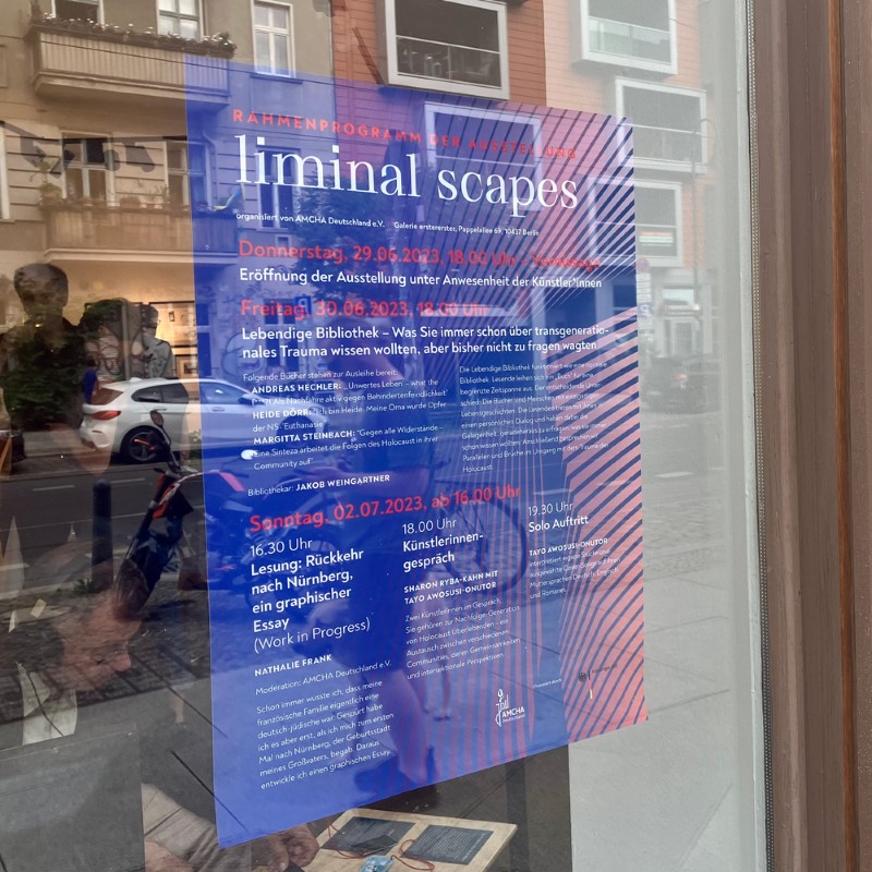 View of the exhibition “liminal scapes”, which dealt with transgenerational trauma from an artistic point of view. Berlin in summer 2023.